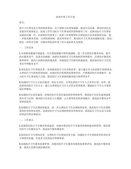 医政年度工作计划