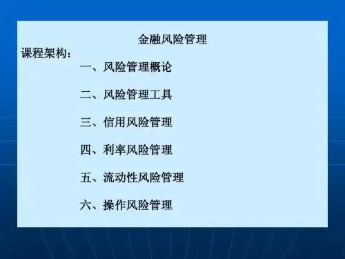 第一章 金融风险管理概论