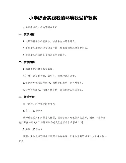 小学综合实践我的环境我爱护教案