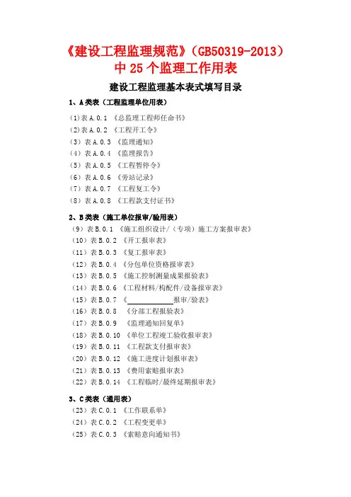 GB50319-2013_建设工程监理规范中用表
