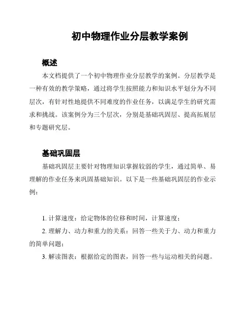 初中物理作业分层教学案例