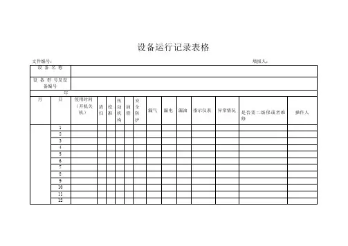 机动车检测站设备运行记录表格