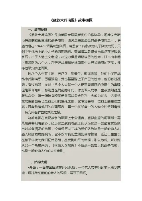 《拯救大兵瑞恩》故事梗概