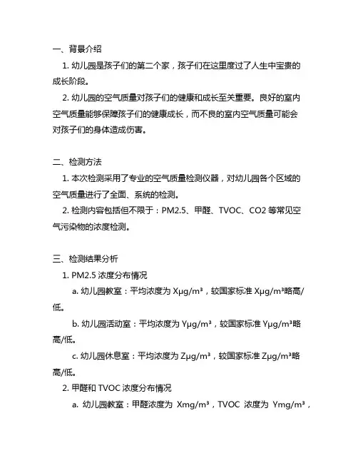 幼儿园室内空气质量检测报告 幼儿园空气质量
