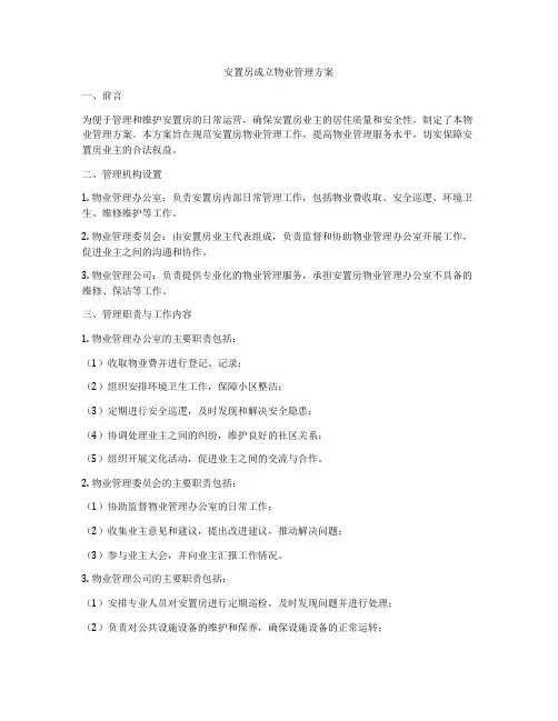 安置房成立物业管理方案