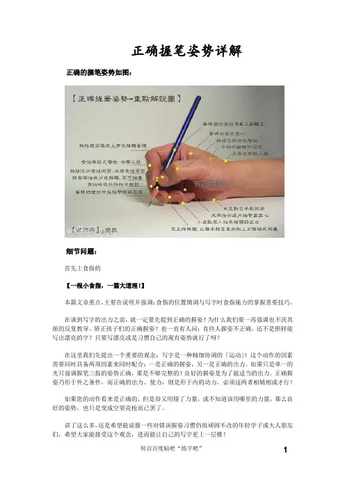 正确握笔姿势详解(via练字吧)