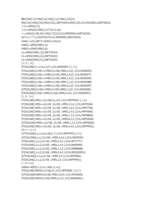 通达信指标公式源码 精准的K线主图公式源码