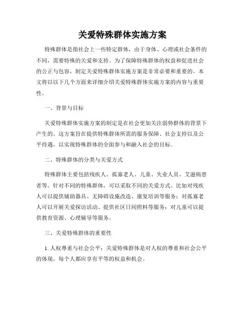 关爱特殊群体实施方案