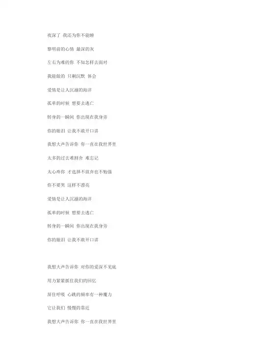 金志文《我想大声告诉你》歌词