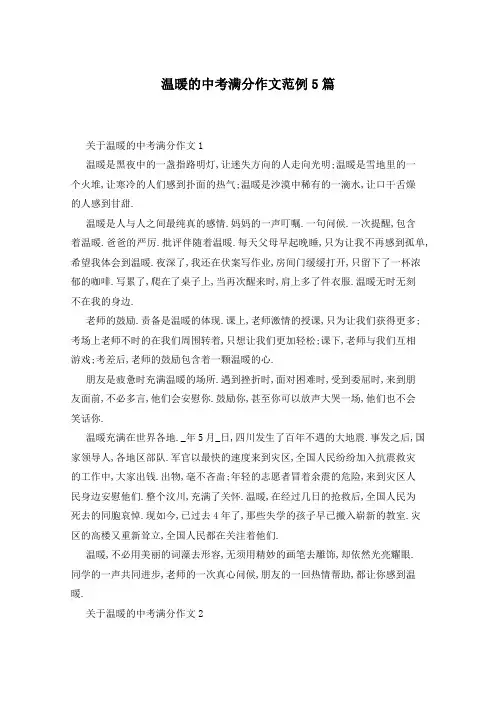 温暖的中考满分作文范例5篇