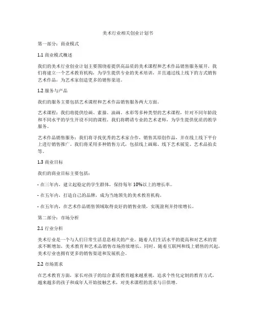 美术行业相关创业计划书