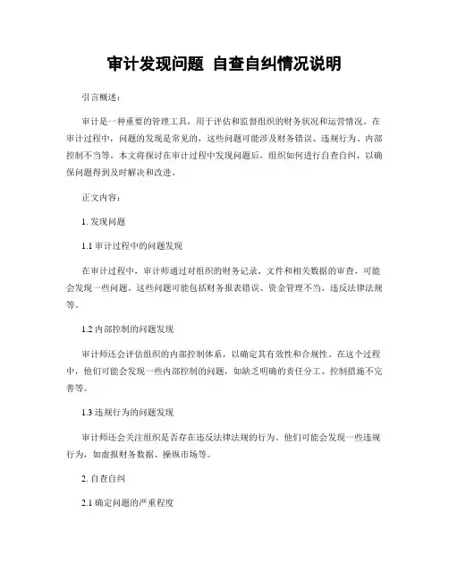 审计发现问题 自查自纠情况说明 (2)