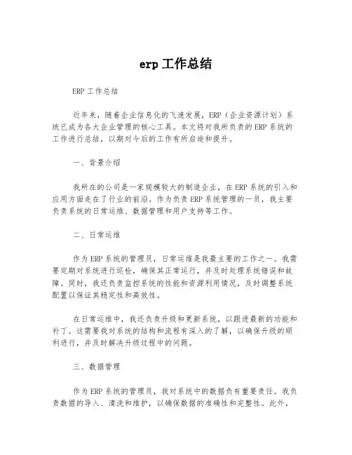 erp工作总结