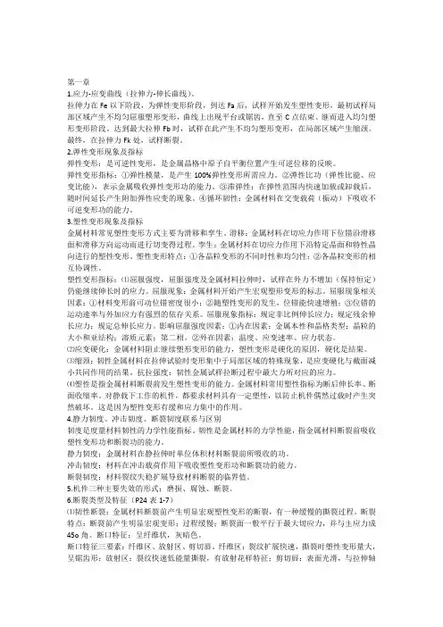 工程材料力学性能每章重要知识点
