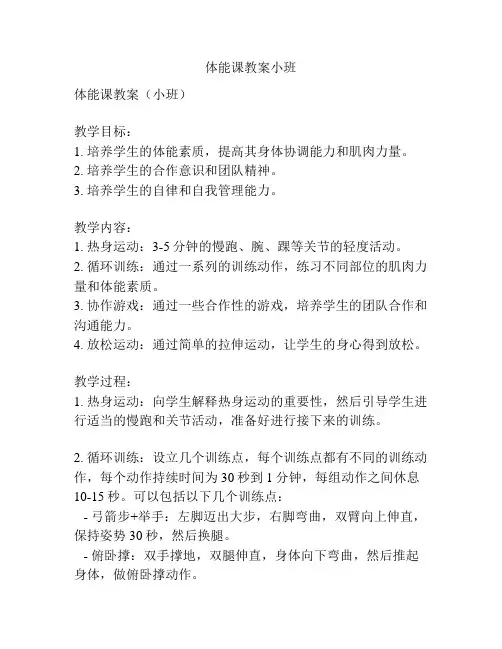 体能课教案小班
