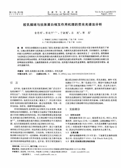 胶乳微球与抗体蛋白相互作用机理的荧光光谱法分析