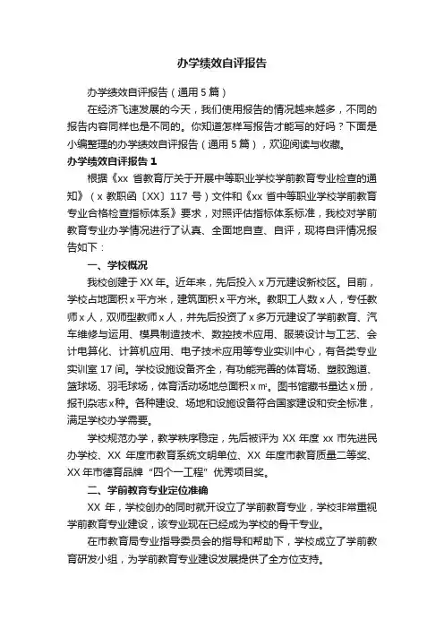 办学绩效自评报告