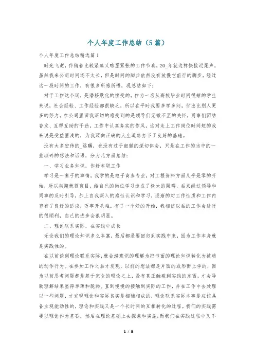 个人年度工作总结(5篇)