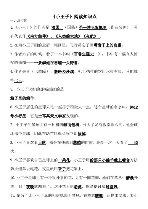 《小王子》阅读练习题含答案