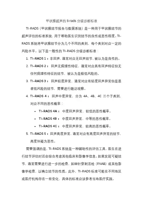 甲状腺超声的ti-rads分级诊断标准