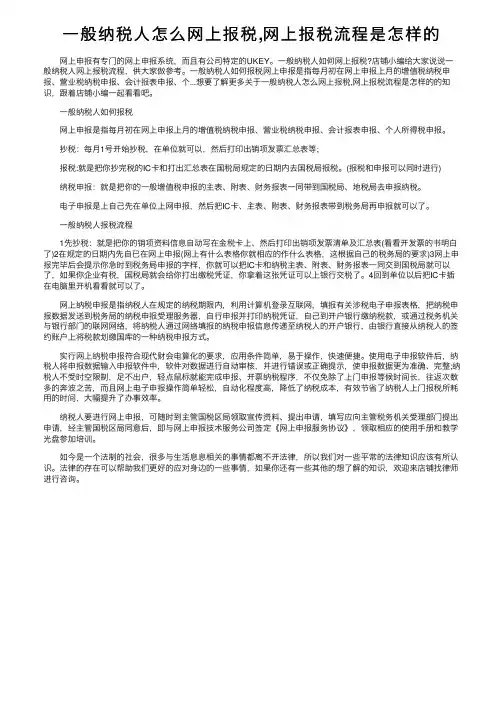 一般纳税人怎么网上报税,网上报税流程是怎样的