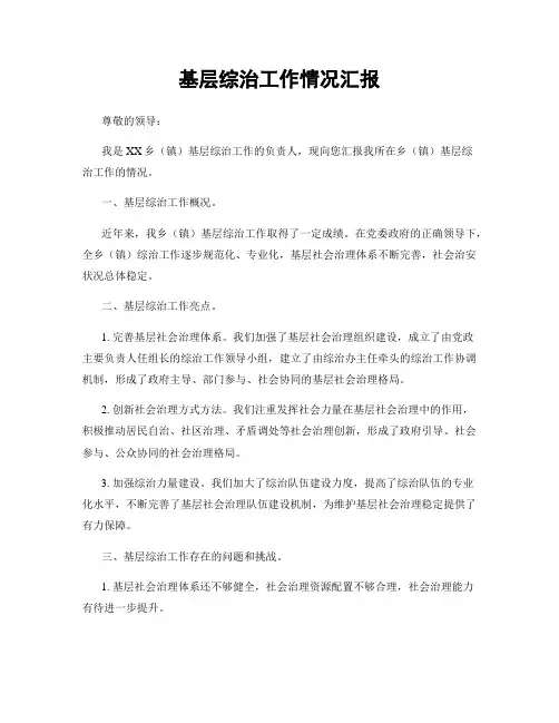 基层综治工作情况汇报