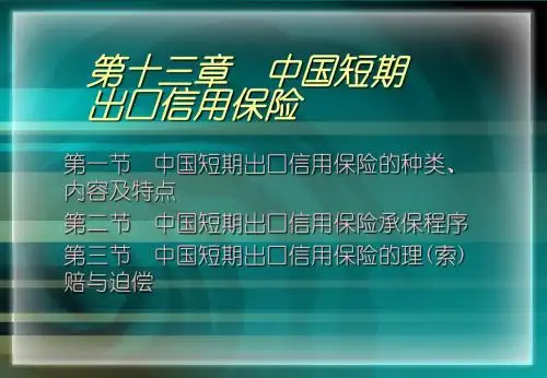 第十三章  中国短期出口信用保险