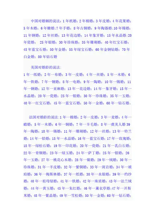 中国对婚姻的说法