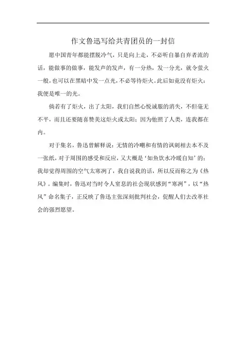 作文鲁迅写给共青团员的一封信