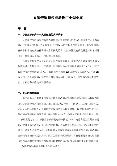 B牌舒胸颗粒市场推广企划全案