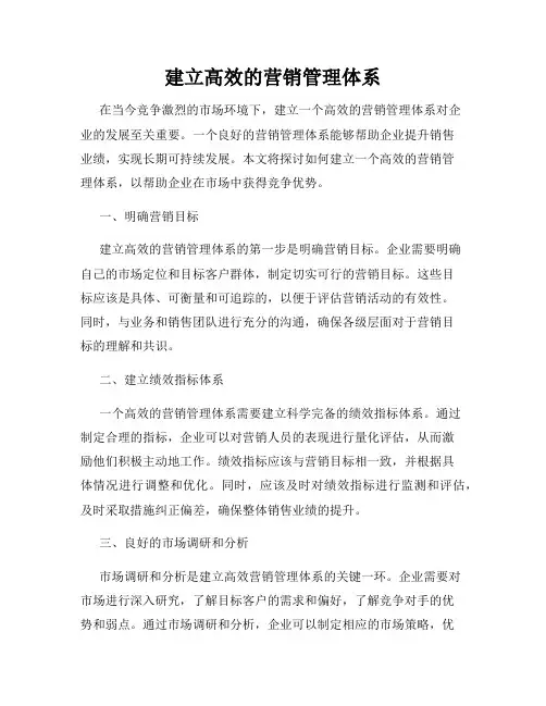 建立高效的营销管理体系