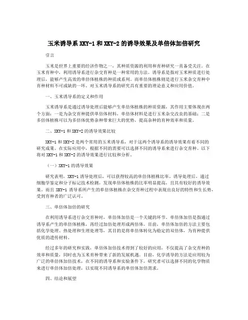 玉米诱导系XKY-1和XKY-2的诱导效果及单倍体加倍研究