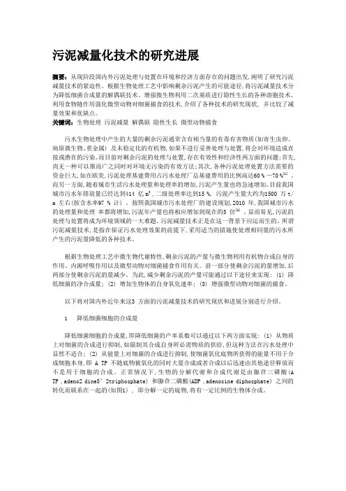 污泥减量化技术的研究进展