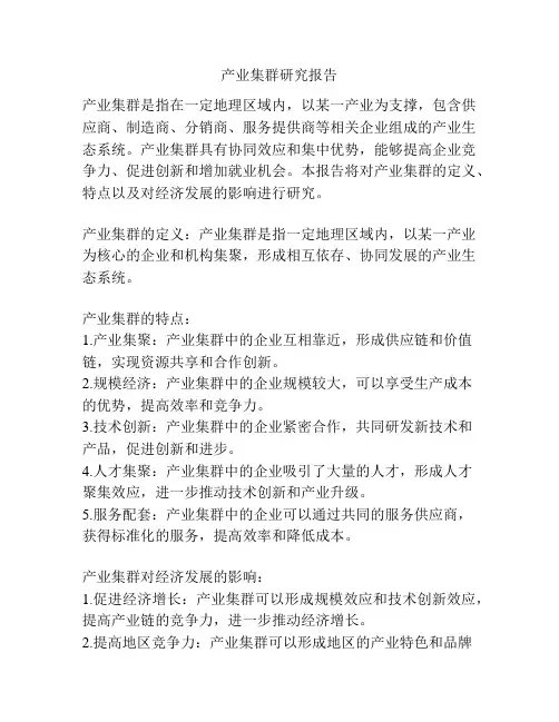 产业集群研究报告