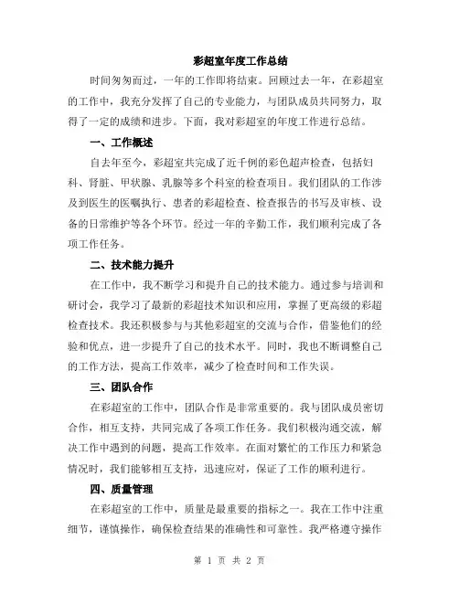 彩超室年度工作总结