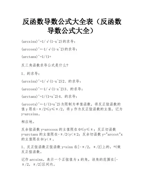 反函数导数公式大全表(反函数导数公式大全)
