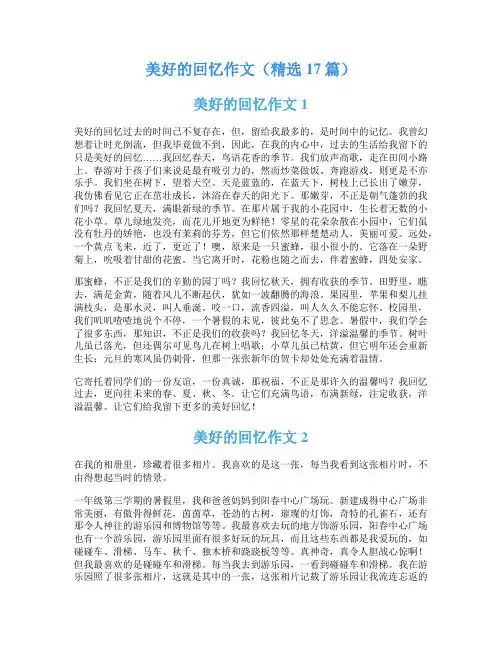 美好的回忆作文(精选17篇)