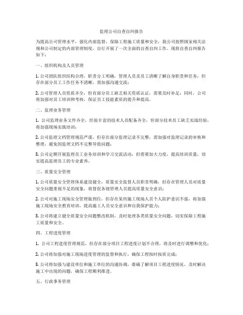监理公司自查自纠报告
