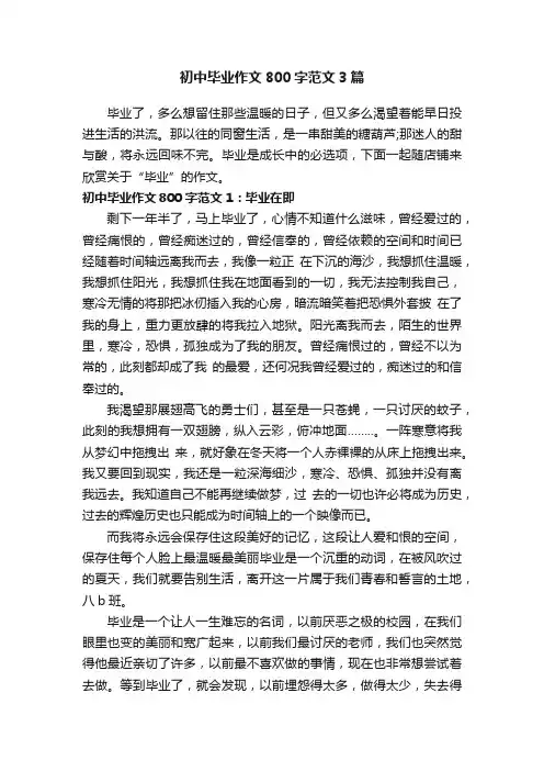 初中毕业作文800字范文3篇