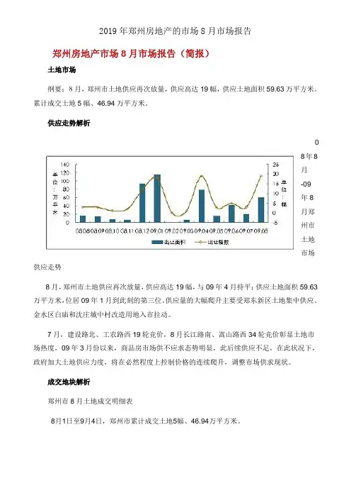 2019年郑州房地产的市场8月市场报告