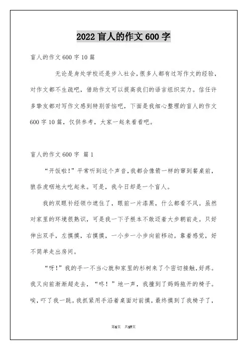 2022盲人的作文600字