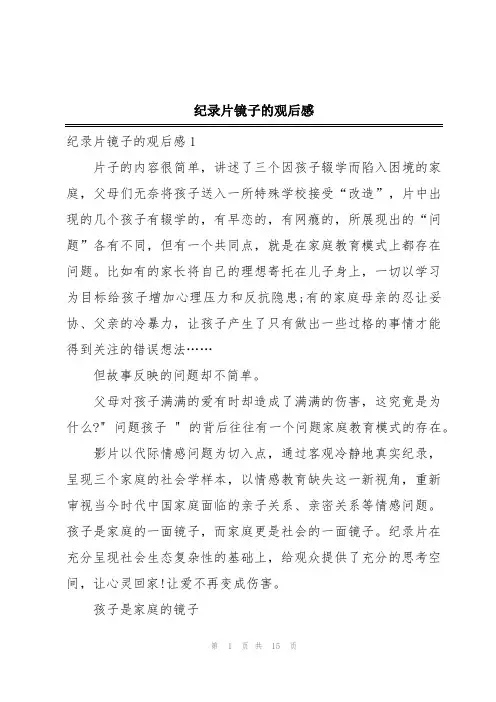纪录片镜子的观后感