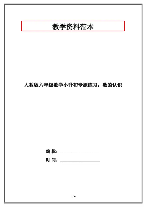 人教版六年级数学小升初专题练习：数的认识