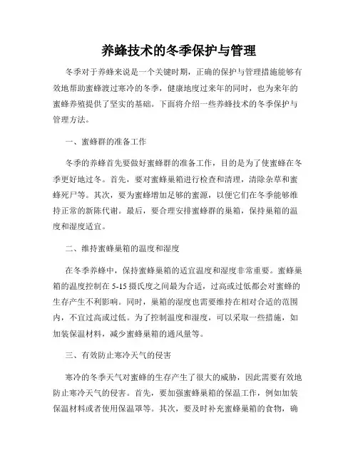 养蜂技术的冬季保护与管理