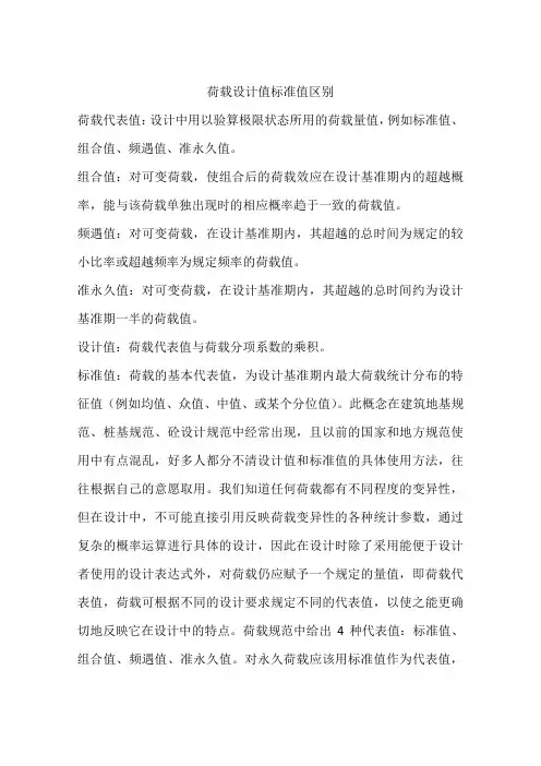荷载设计值标准值区别