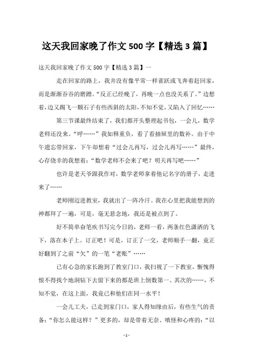 这天我回家晚了作文500字【3篇】