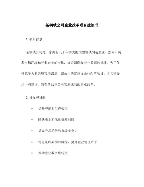 某钢铁公司企业改革项目建议书