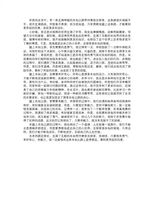 我踏上的未知之路
