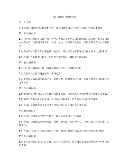部门团建经费管理制度
