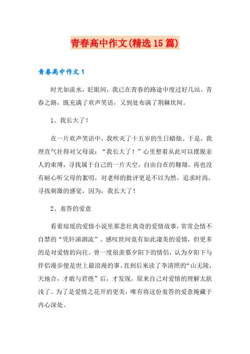 青春高中作文(精选15篇)